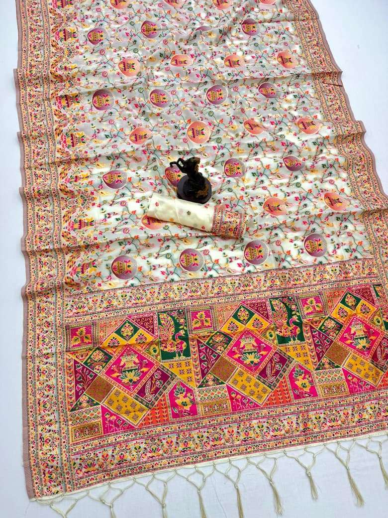 PASHMINA SILK MEENAKARI KASHMIRI WEAVES SAREE