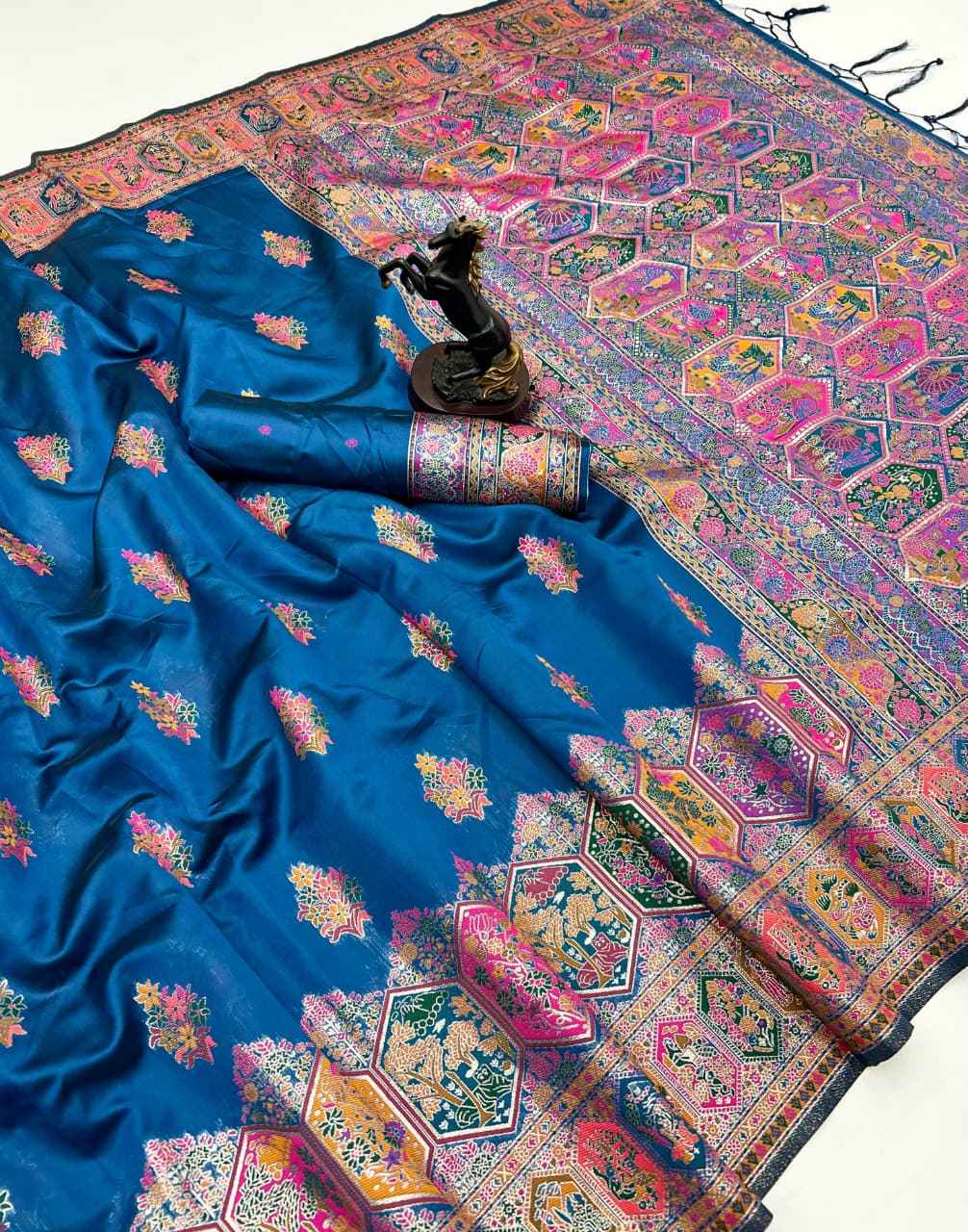 PASHMINA SILK MEENAKARI KASHMIRI WEAVES SAREE 1 AT WHOLESALE PRICE