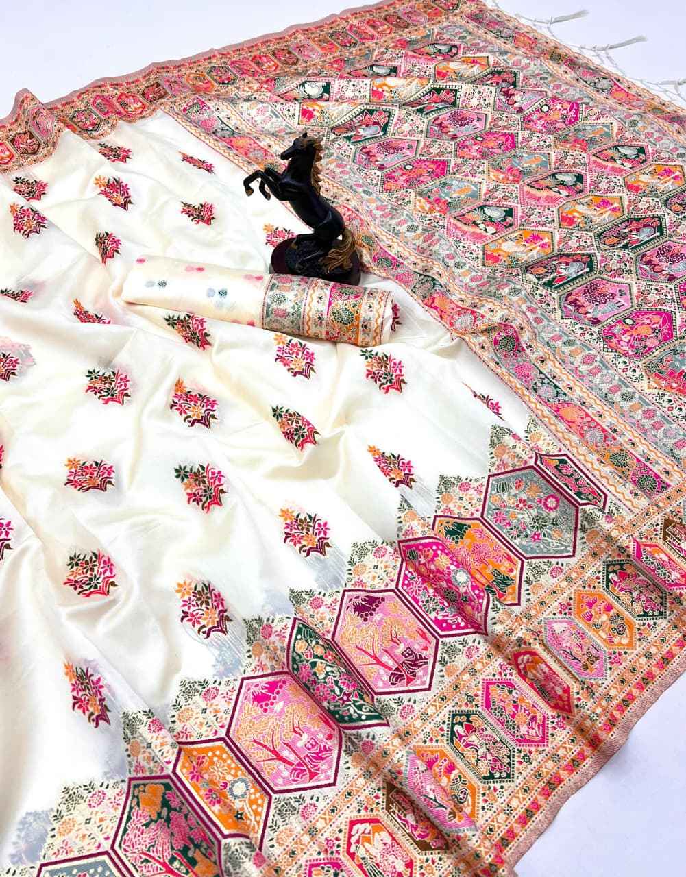 PASHMINA SILK MEENAKARI KASHMIRI WEAVES SAREE 1 AT WHOLESALE PRICE