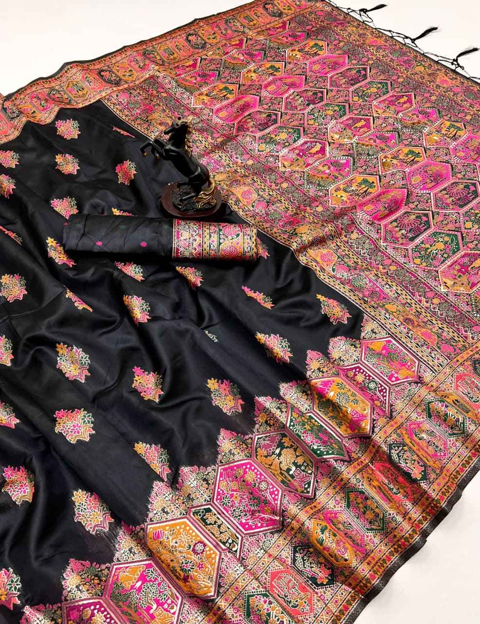 PASHMINA SILK MEENAKARI KASHMIRI WEAVES SAREE 1 AT WHOLESALE PRICE