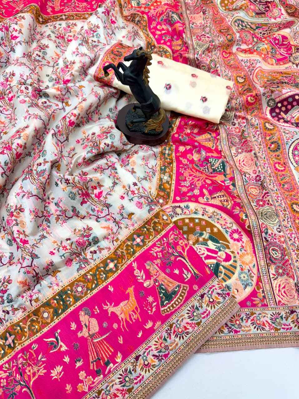 PASHMINA SILK MEENAKARI KASHMIRI WEAVES SAREE