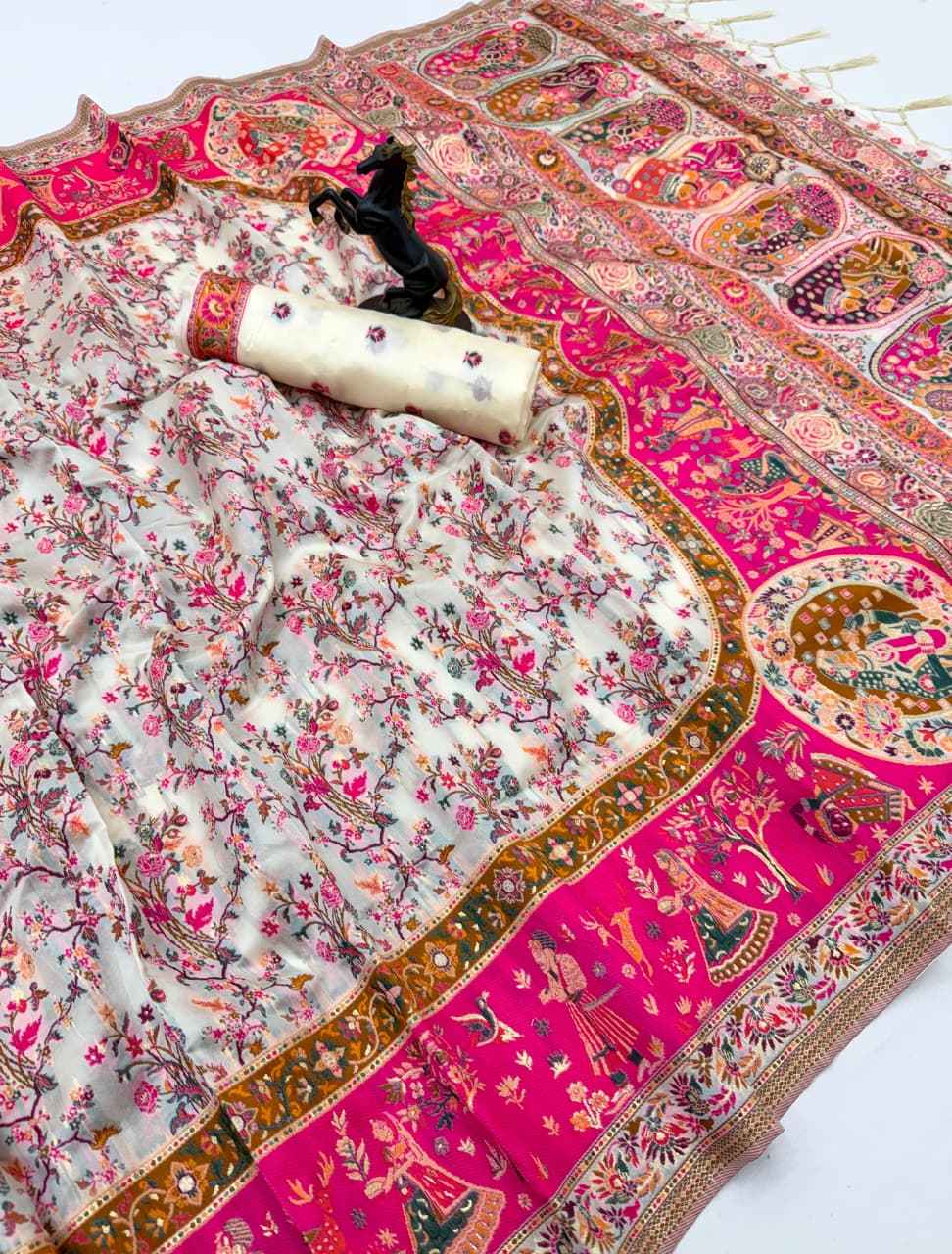 PASHMINA SILK MEENAKARI KASHMIRI WEAVES SAREE