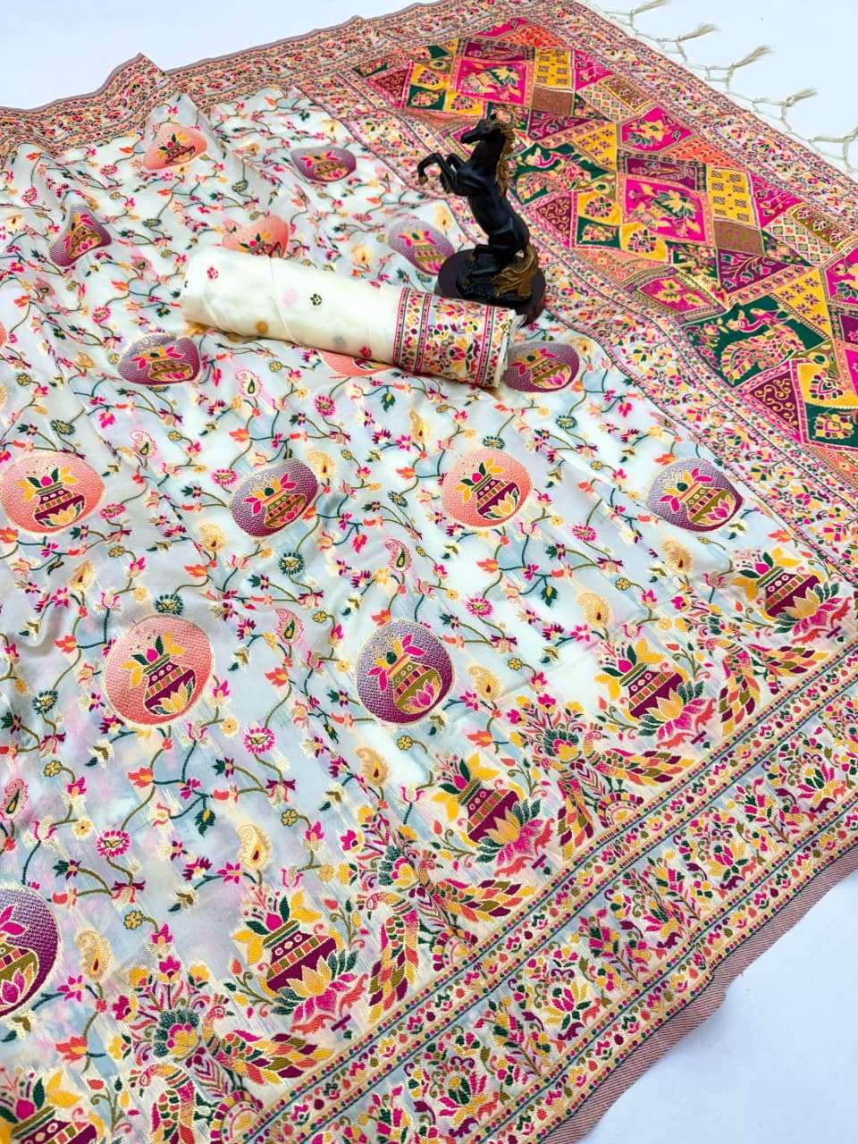 PASHMINA SILK MEENAKARI KASHMIRI WEAVES SAREE
