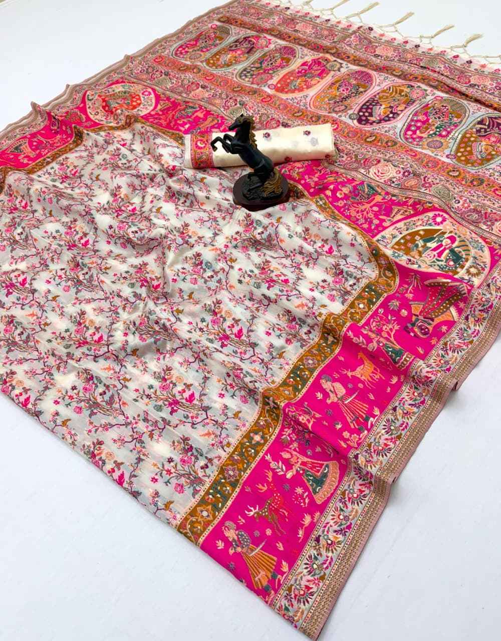 PASHMINA SILK MEENAKARI KASHMIRI WEAVES SAREE