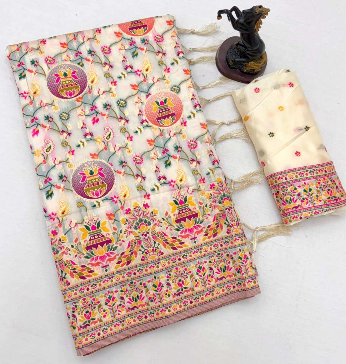 PASHMINA SILK MEENAKARI KASHMIRI WEAVES SAREE