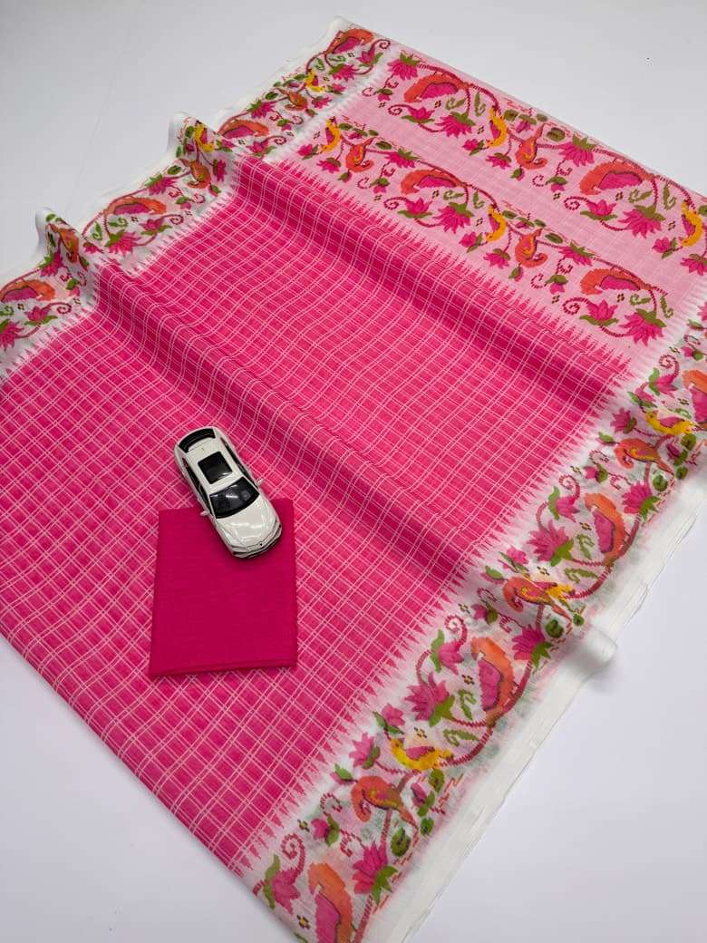 PLAIN LINEN DIGITAL PRINTED SAREE CODE MG660
