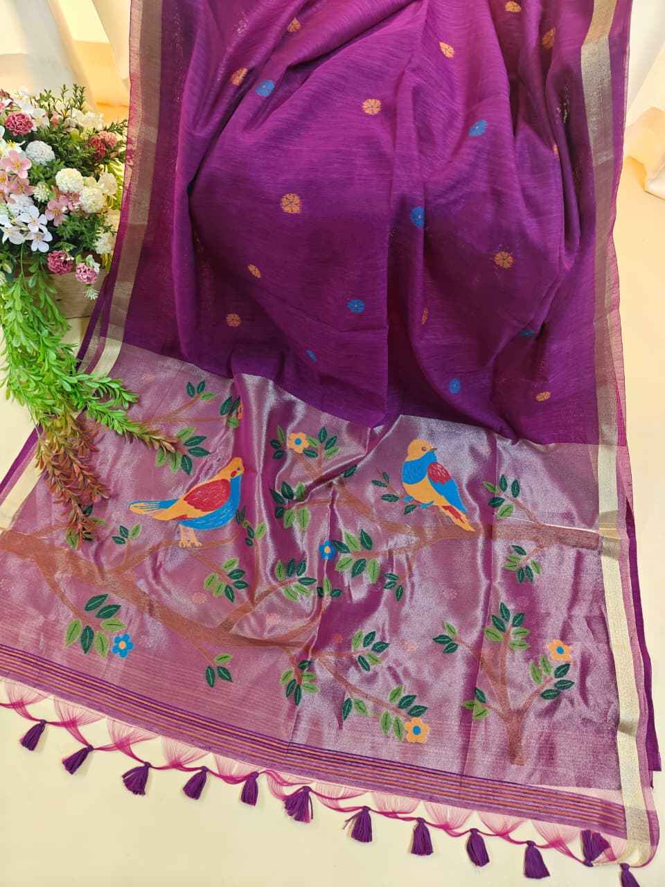 PREMIUM SOFT PURE LINEN SILK ZARI AND MEENA WEAVING SAREE AT WHOLESALE PRICE 