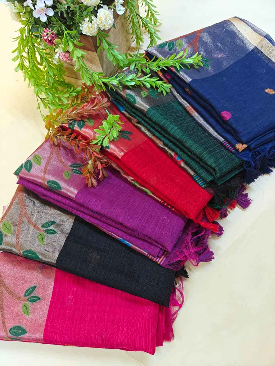 PREMIUM SOFT PURE LINEN SILK ZARI AND MEENA WEAVING SAREE AT WHOLESALE PRICE 