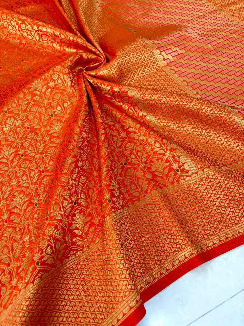 PURE BANARASI KHADI SILK GOLD ZARI MINAKARI MOTIFS SAREE AT WHOLESALE PRICE
