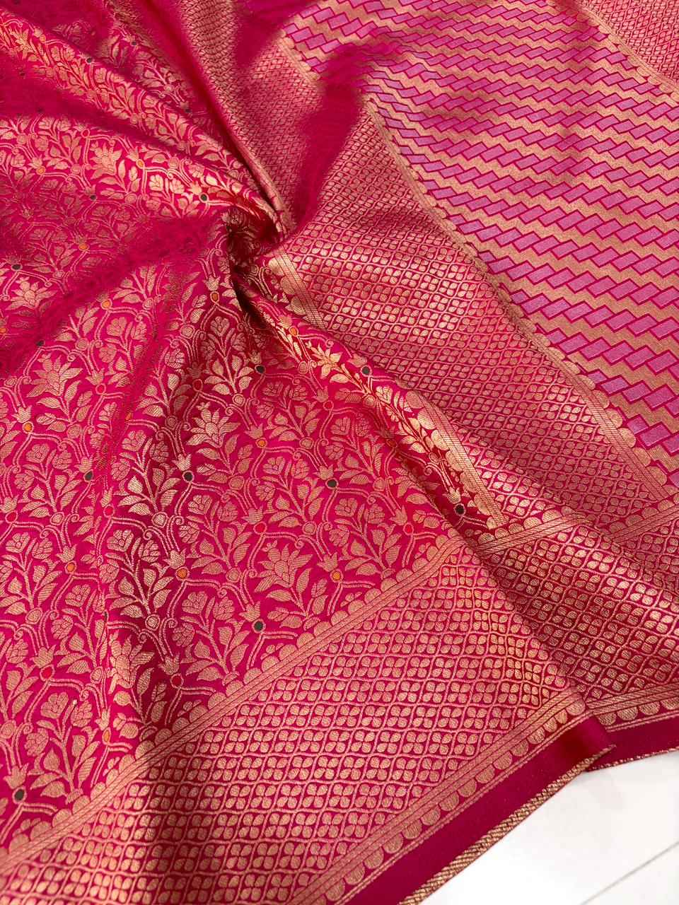 PURE BANARASI KHADI SILK GOLD ZARI MINAKARI MOTIFS SAREE AT WHOLESALE PRICE