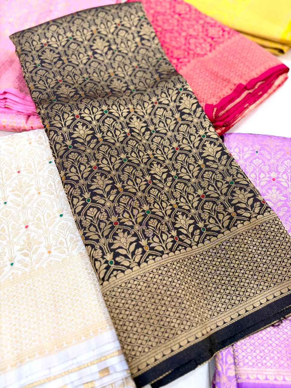 PURE BANARASI KHADI SILK GOLD ZARI MINAKARI MOTIFS SAREE AT WHOLESALE PRICE