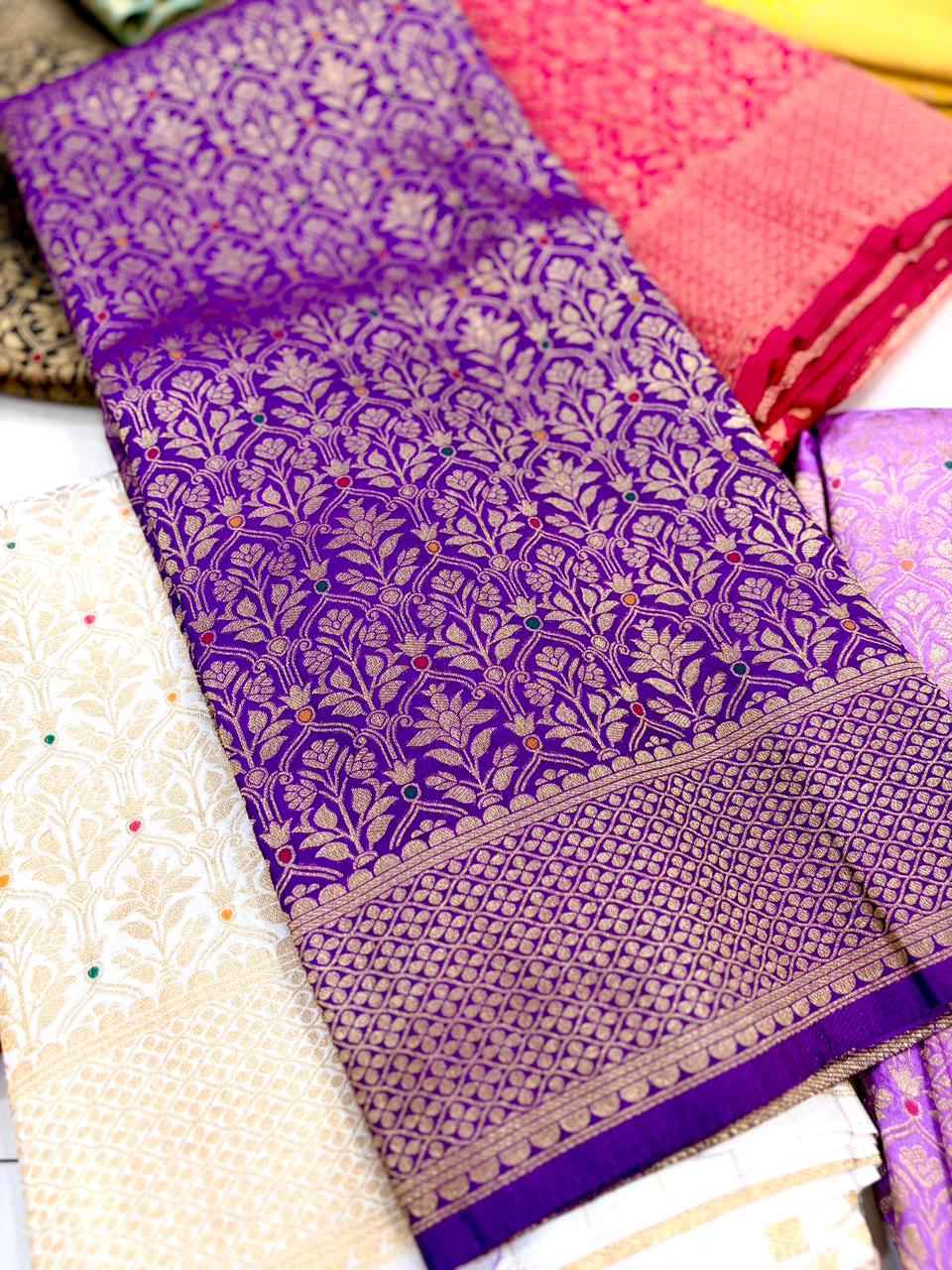PURE BANARASI KHADI SILK GOLD ZARI MINAKARI MOTIFS SAREE AT WHOLESALE PRICE