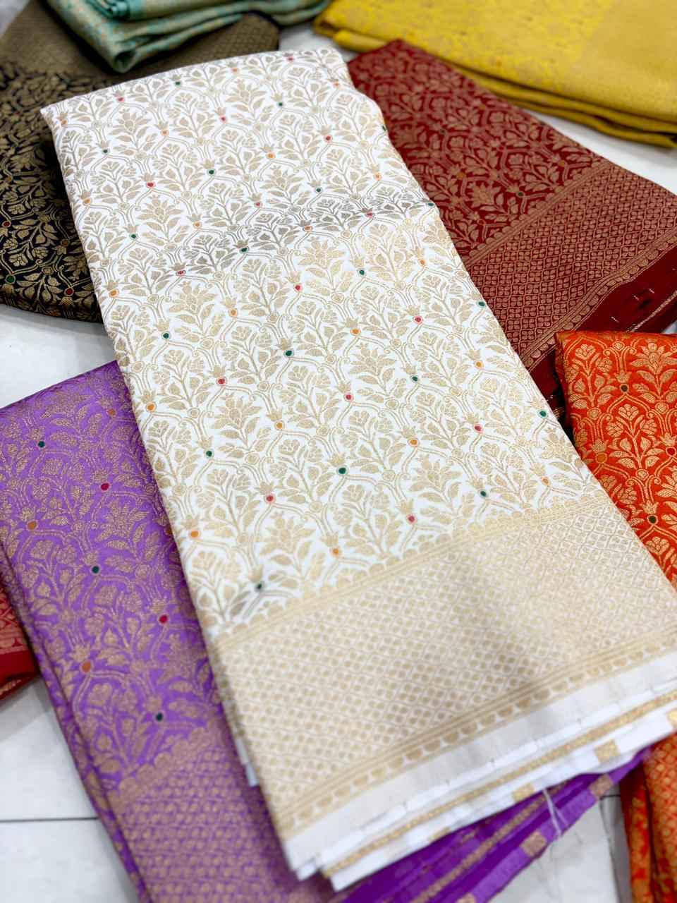 PURE BANARASI KHADI SILK GOLD ZARI MINAKARI MOTIFS SAREE AT WHOLESALE PRICE