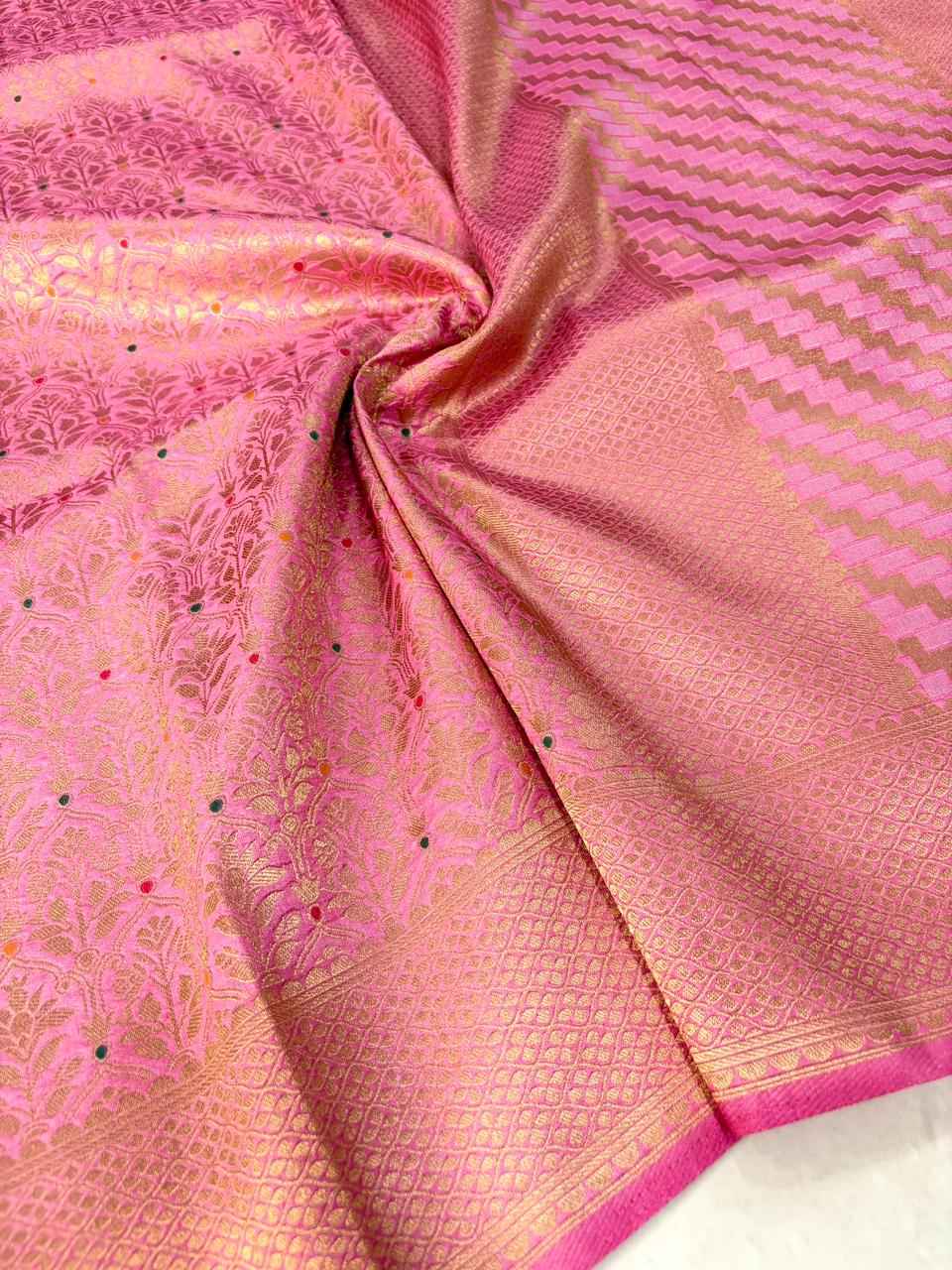 PURE BANARASI KHADI SILK GOLD ZARI MINAKARI MOTIFS SAREE AT WHOLESALE PRICE
