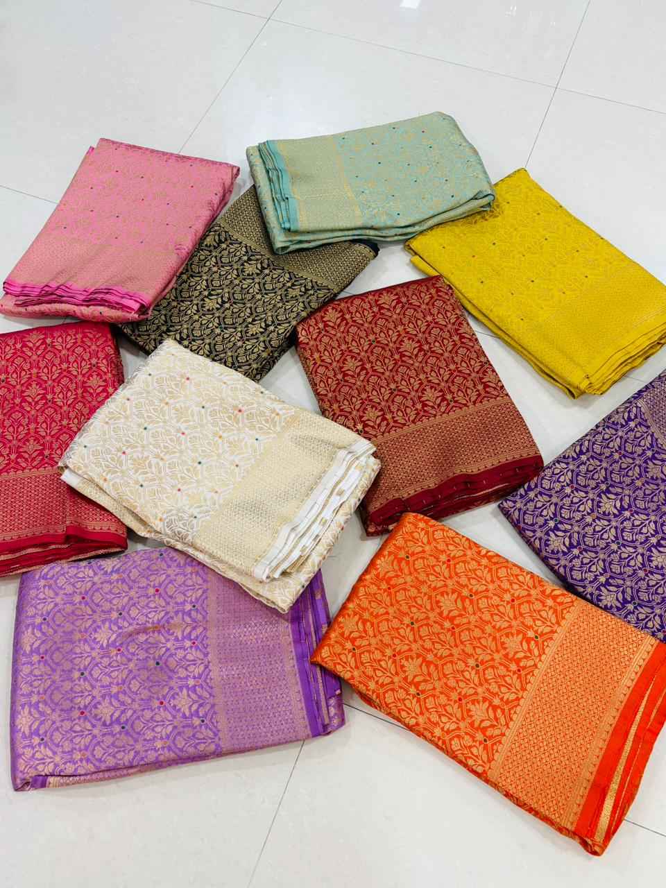 PURE BANARASI KHADI SILK GOLD ZARI MINAKARI MOTIFS SAREE AT WHOLESALE PRICE