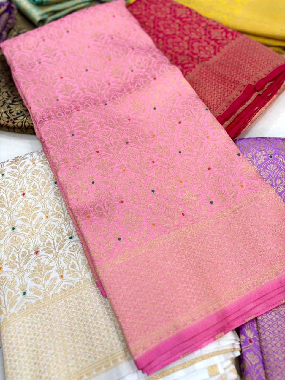 PURE BANARASI KHADI SILK GOLD ZARI MINAKARI MOTIFS SAREE AT WHOLESALE PRICE