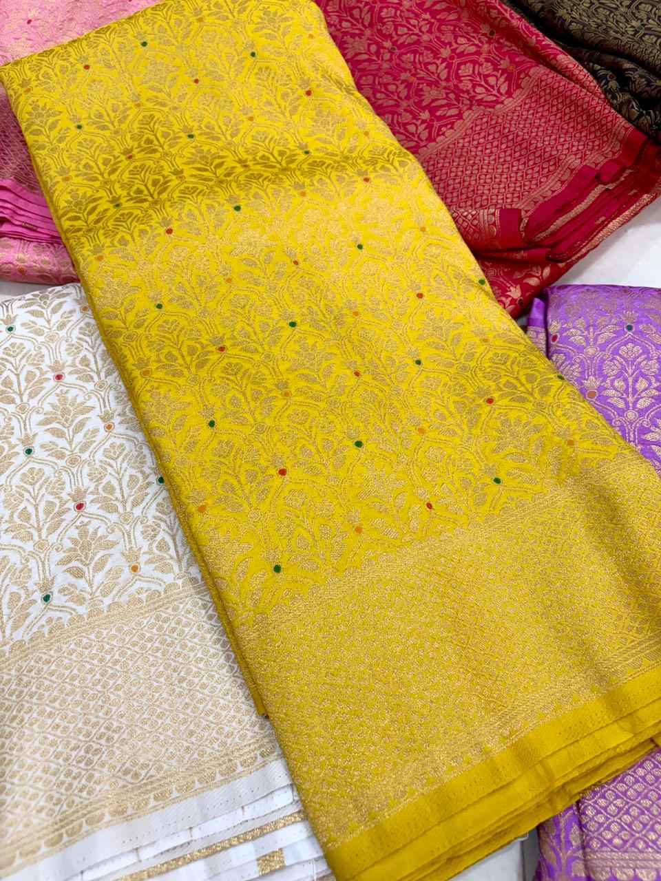 PURE BANARASI KHADI SILK GOLD ZARI MINAKARI MOTIFS SAREE AT WHOLESALE PRICE