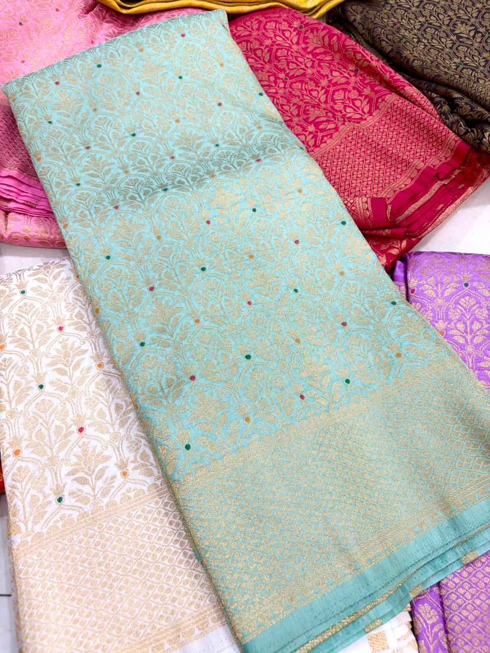 PURE BANARASI KHADI SILK GOLD ZARI MINAKARI MOTIFS SAREE AT WHOLESALE PRICE