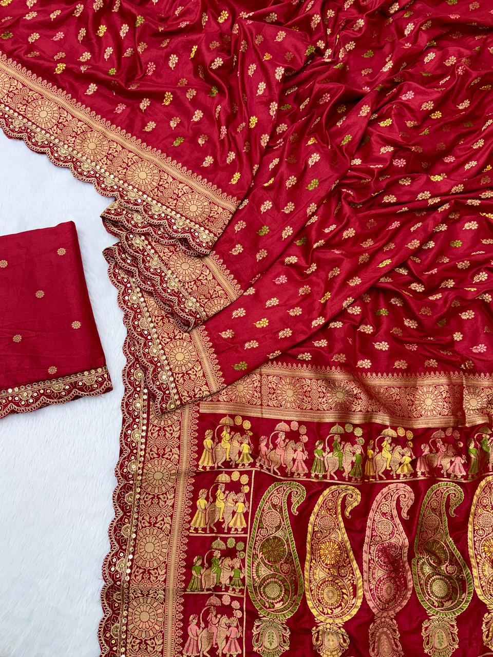 PURE KHADDI GEORGETTE DOLLA SILK KANCHI BORDER SAREE AT WHOLESALE PRICE