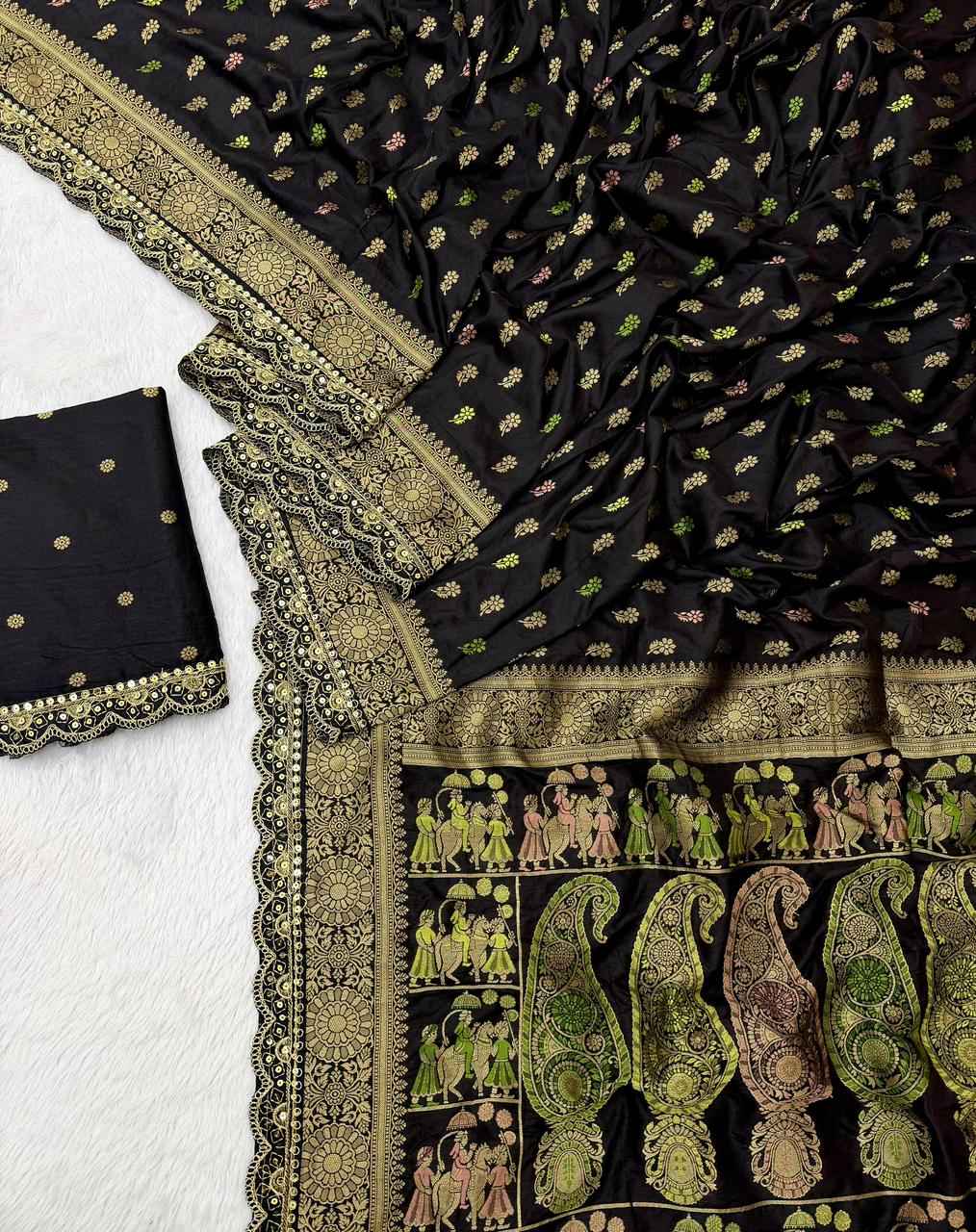 PURE KHADDI GEORGETTE DOLLA SILK KANCHI BORDER SAREE AT WHOLESALE PRICE