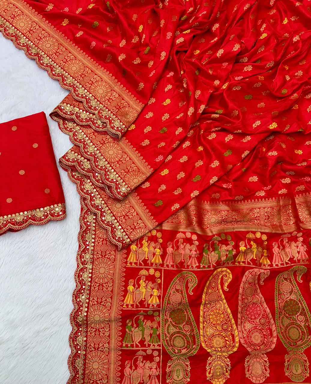 PURE KHADDI GEORGETTE DOLLA SILK KANCHI BORDER SAREE AT WHOLESALE PRICE
