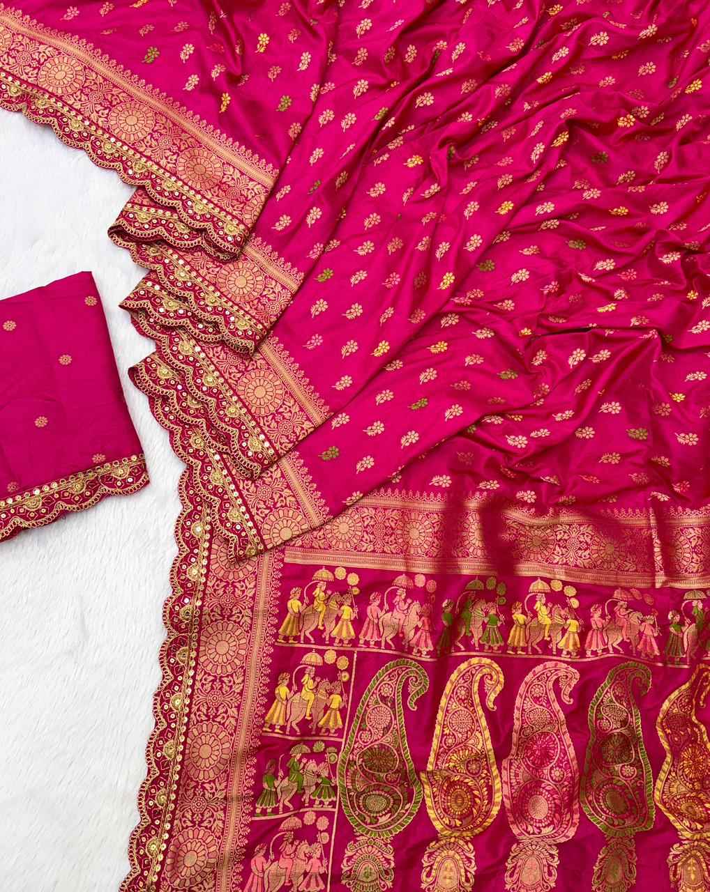 PURE KHADDI GEORGETTE DOLLA SILK KANCHI BORDER SAREE AT WHOLESALE PRICE