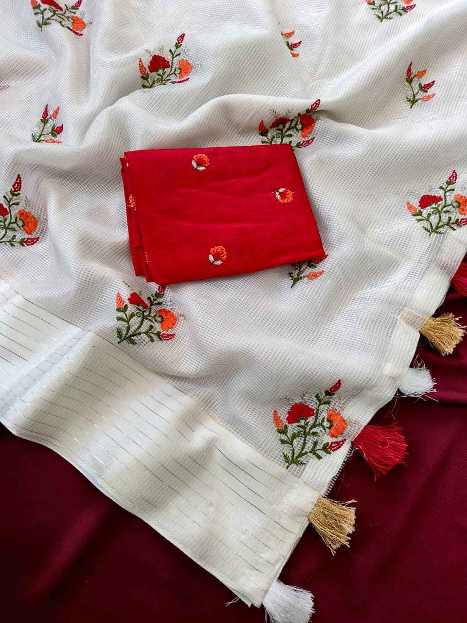 PURE KOTA FLOWER EMBROIDORY WORK SAREE 