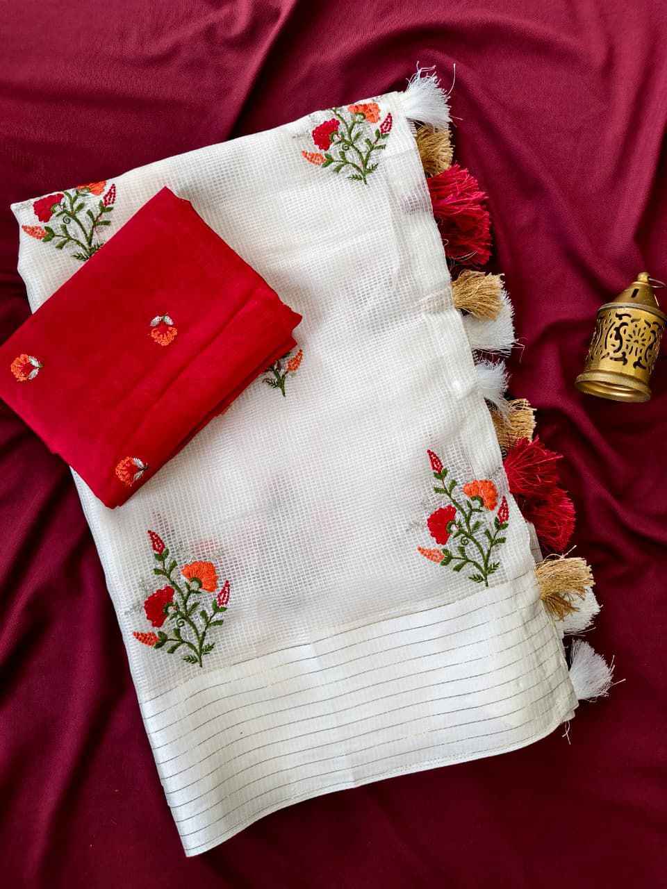 PURE KOTA FLOWER EMBROIDORY WORK SAREE 