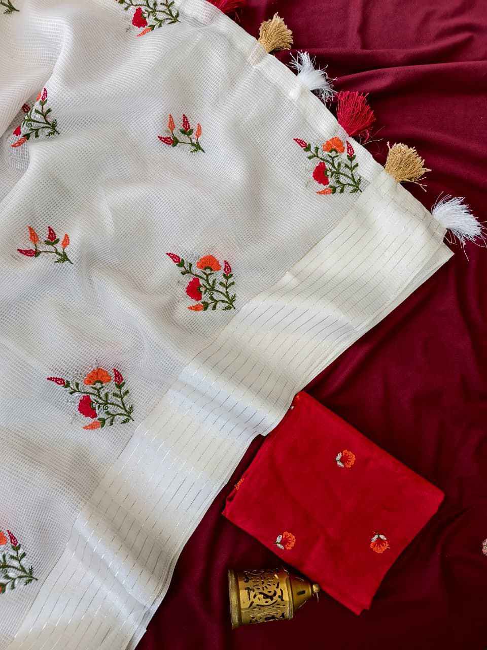 PURE KOTA FLOWER EMBROIDORY WORK SAREE 