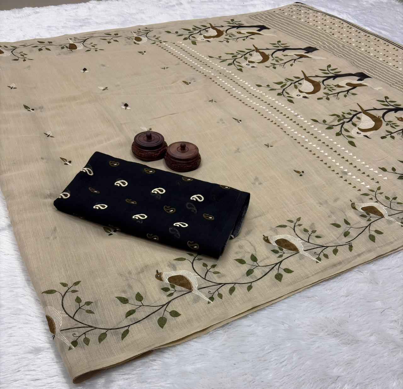 PURE LINEN COTTON DIGITAL PRINTED SAREE 1 AT WHOLESALE PRICE
