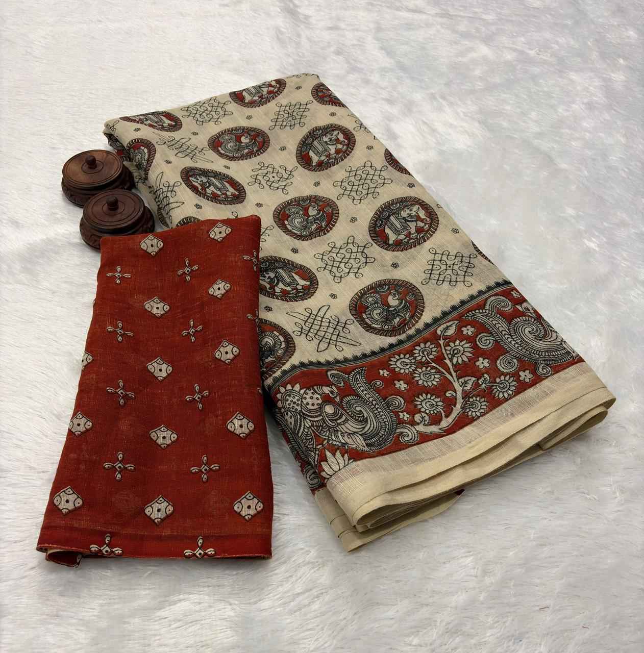 PURE LINEN COTTON DIGITAL PRINTED SAREE 1 AT WHOLESALE PRICE