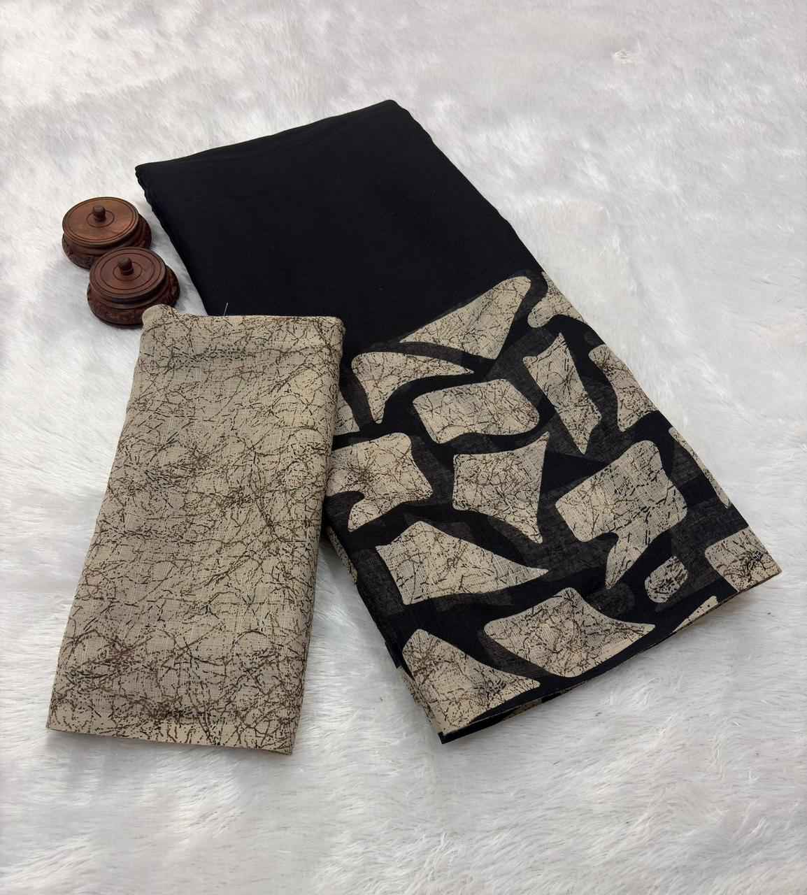PURE LINEN COTTON DIGITAL PRINTED SAREE 1 AT WHOLESALE PRICE