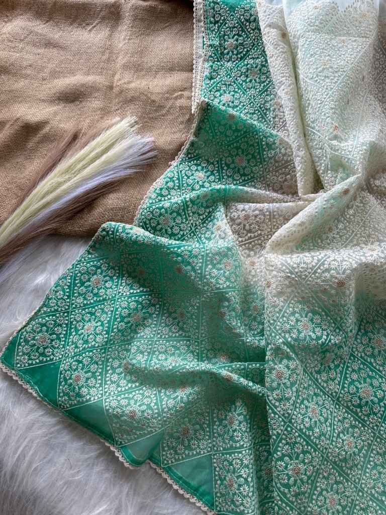 PURE ORGANZA SILK VISCOS THREAD SEQUENCE WORK SAREE