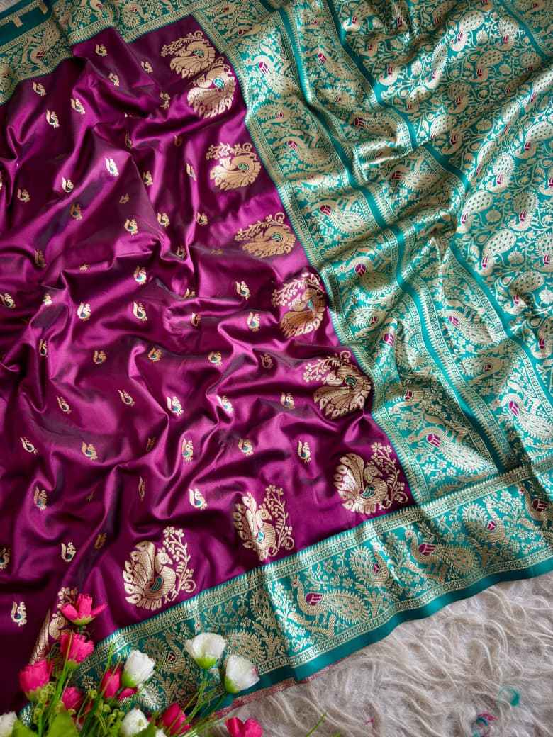 PURE PESHWAI BOMKAI PAITHANI SILK PEACOCK ZARI MOTIFS SAREE AT WHOLESALE PRICE