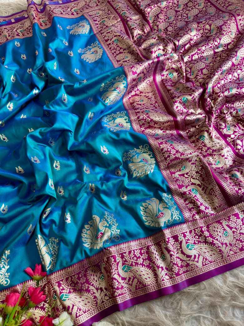 PURE PESHWAI BOMKAI PAITHANI SILK PEACOCK ZARI MOTIFS SAREE AT WHOLESALE PRICE