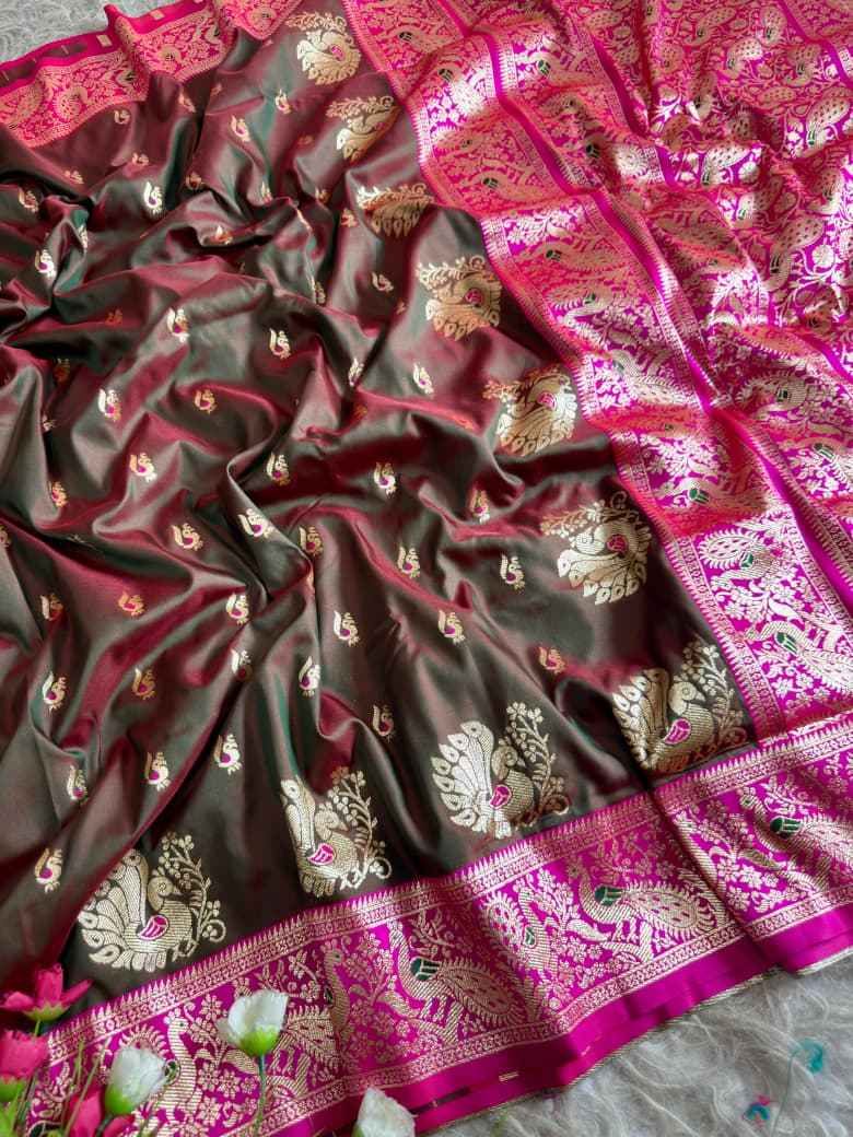 PURE PESHWAI BOMKAI PAITHANI SILK PEACOCK ZARI MOTIFS SAREE AT WHOLESALE PRICE