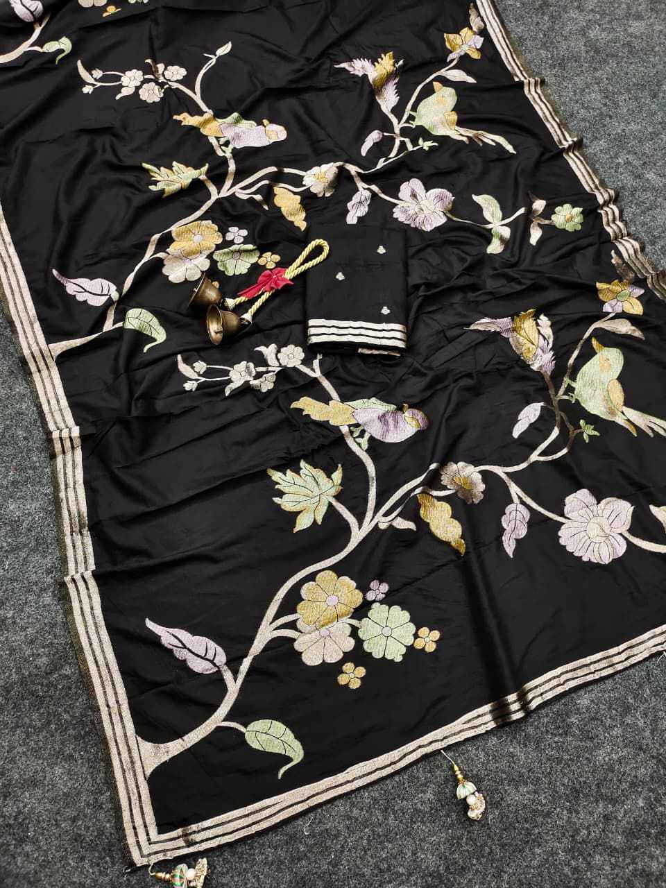 PURE SOFT CREPE KHADI SILK ZARI WEAVING BRIDS MOFTIS SAREE 