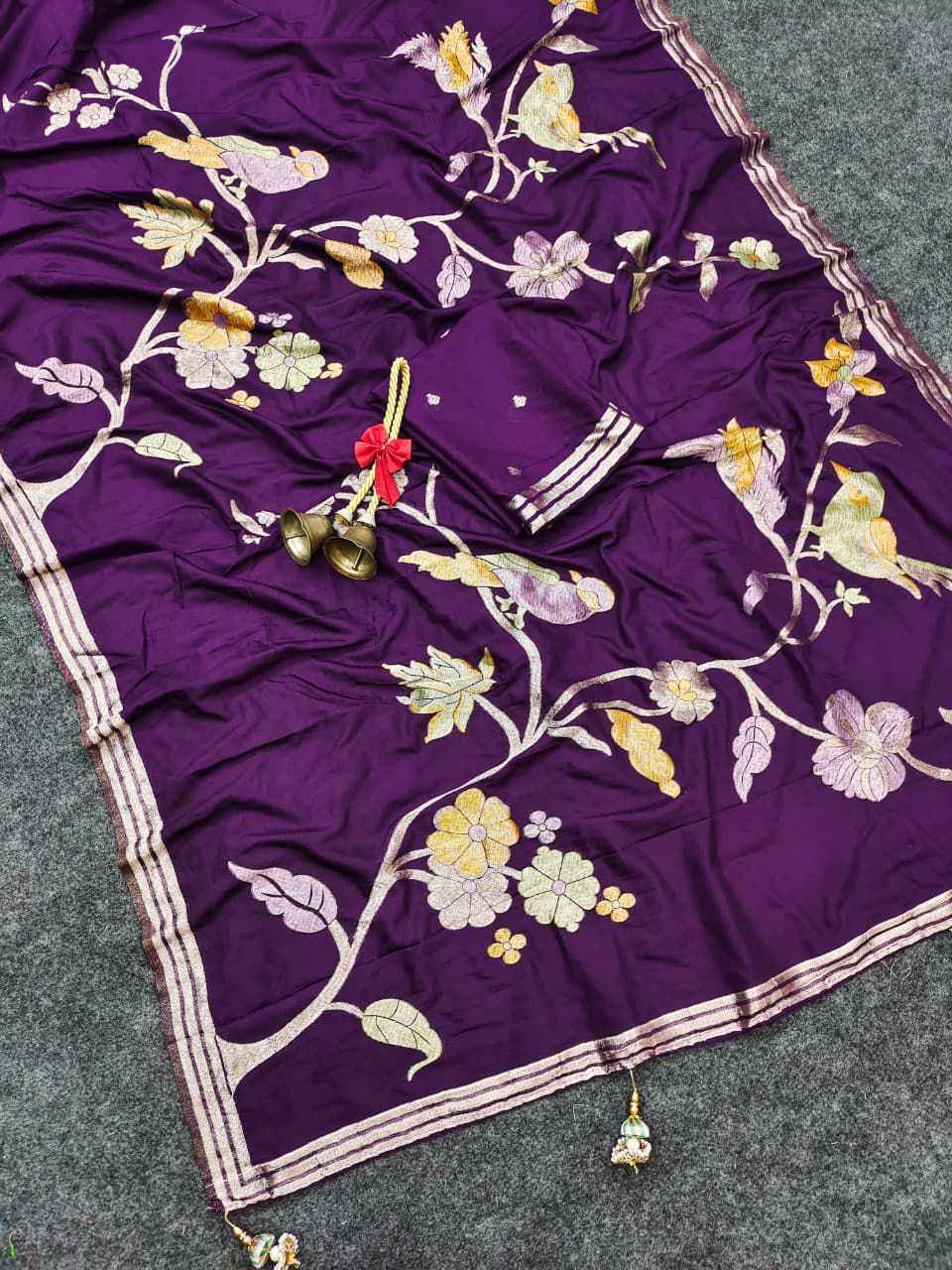 PURE SOFT CREPE KHADI SILK ZARI WEAVING BRIDS MOFTIS SAREE 