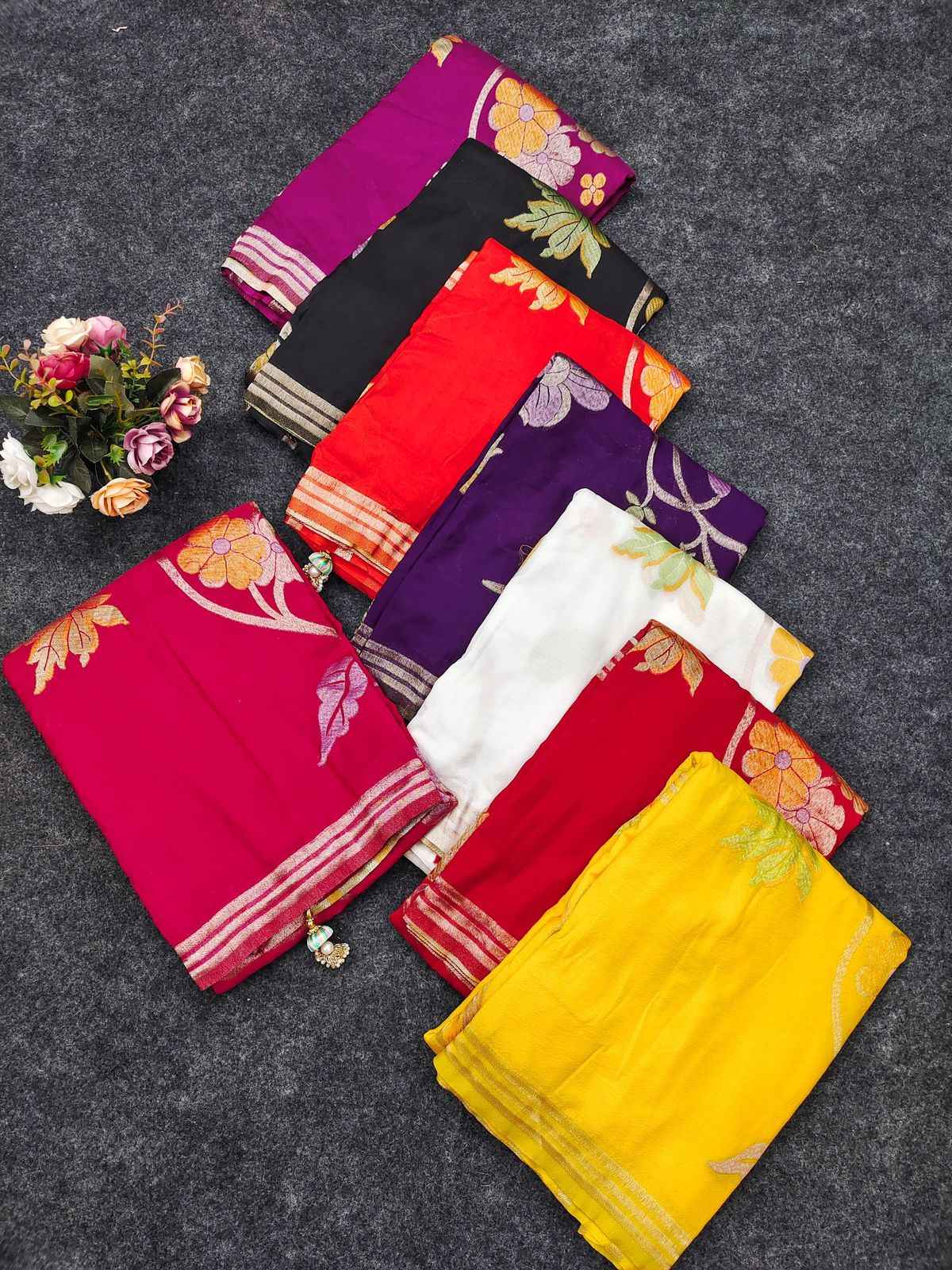 PURE SOFT CREPE KHADI SILK ZARI WEAVING BRIDS MOFTIS SAREE 