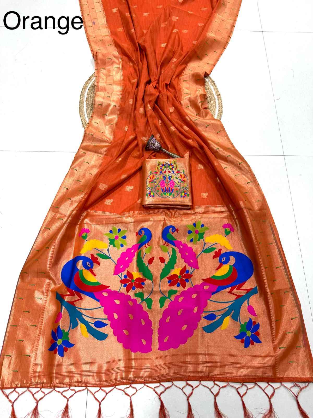 PURE SOFT MUGA COTTON ZAEI WEAVING MUNIYA PAITHANI SAREE 