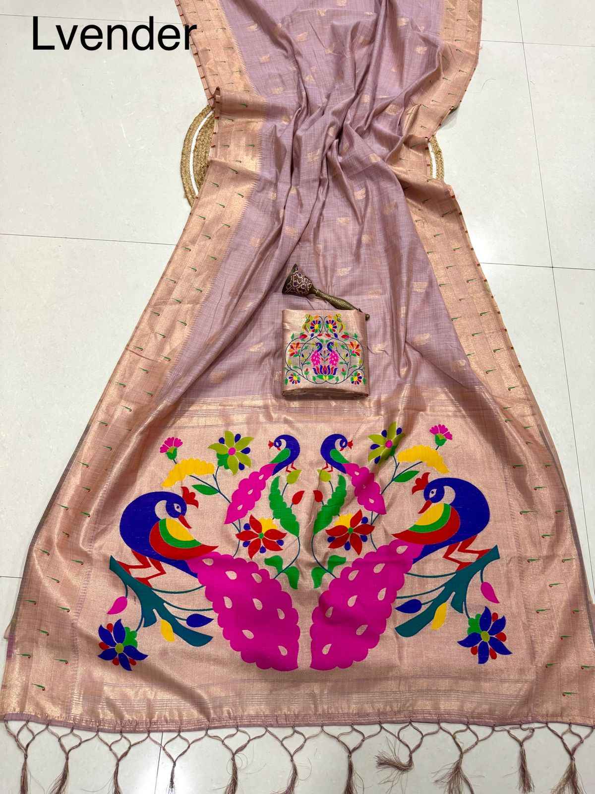 PURE SOFT MUGA COTTON ZAEI WEAVING MUNIYA PAITHANI SAREE 