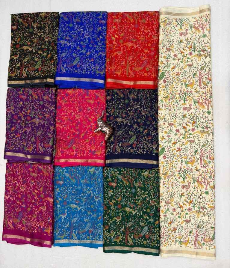 PURE SOFT TUSSER BASE KASHMIRI FLORAL PRINTED SAREE 