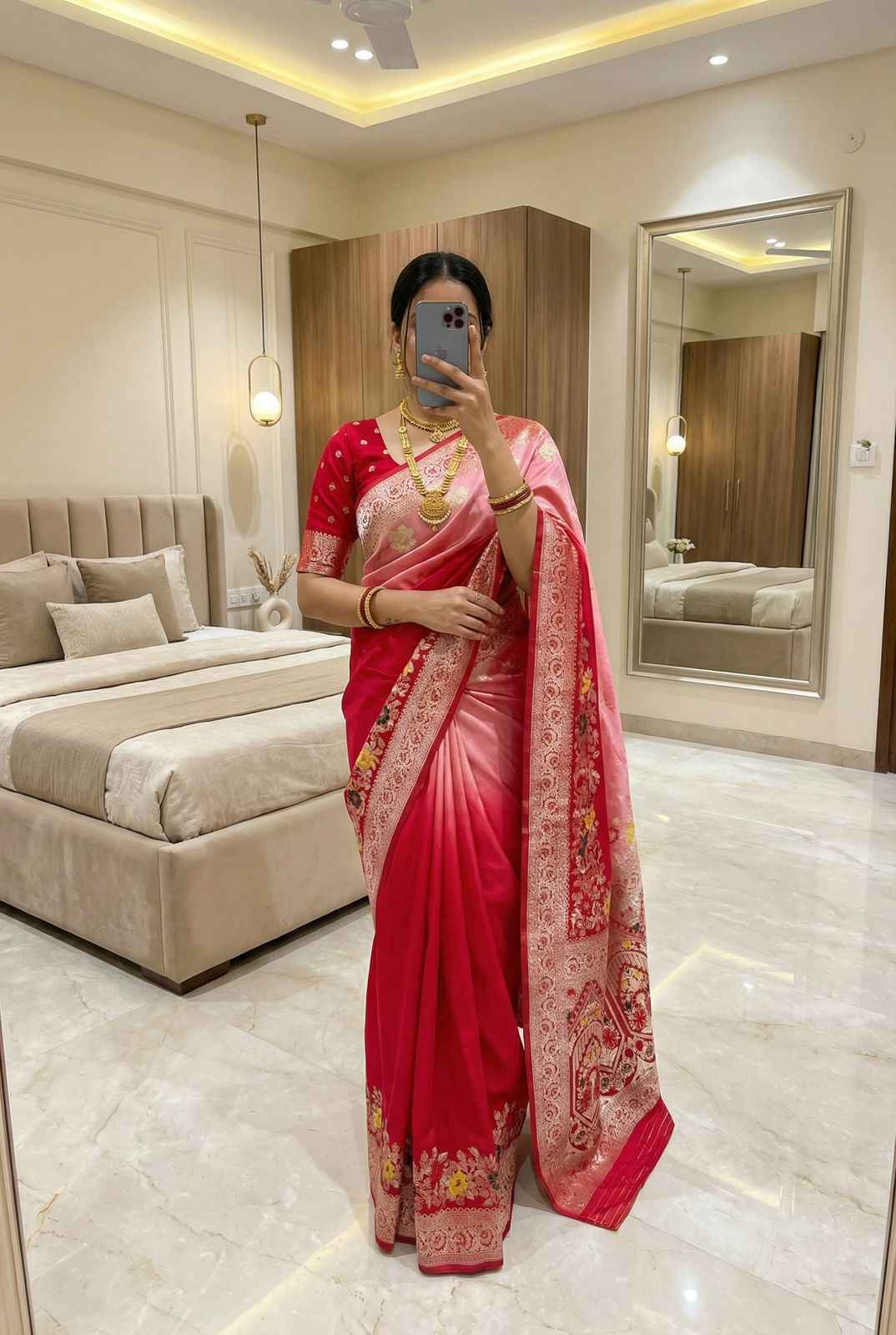 PURE VISCOSE DOLLA SILK SELF MEENAKARI ZARI WEAVING SAREE 
