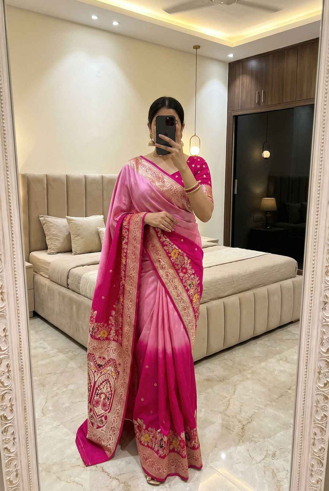 PURE VISCOSE DOLLA SILK SELF MEENAKARI ZARI WEAVING SAREE 