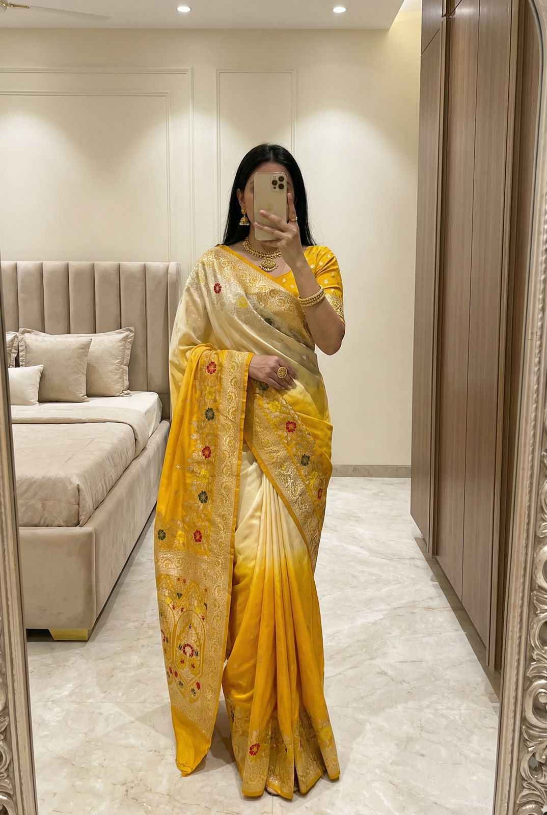 PURE VISCOSE DOLLA SILK SELF MEENAKARI ZARI WEAVING SAREE 