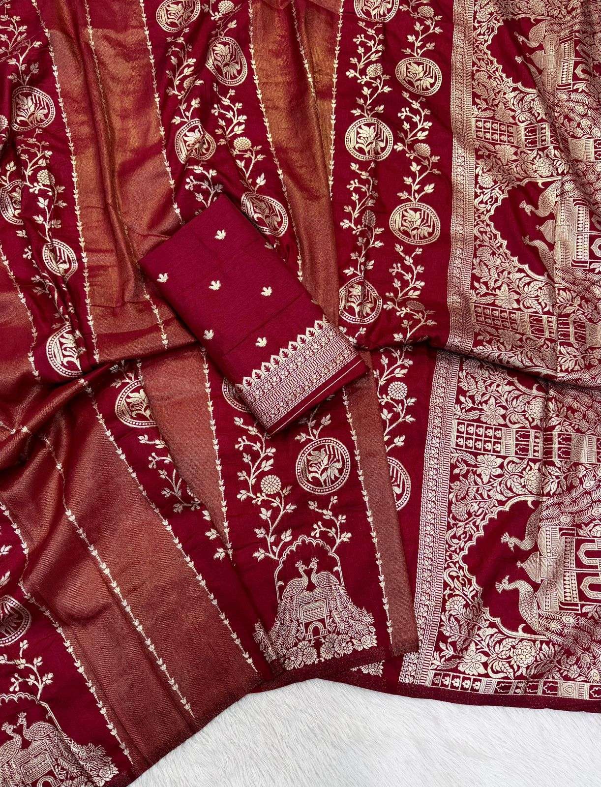 RICH CREPE KHADI COTTAN SILK JARI WOVEN SAREE 