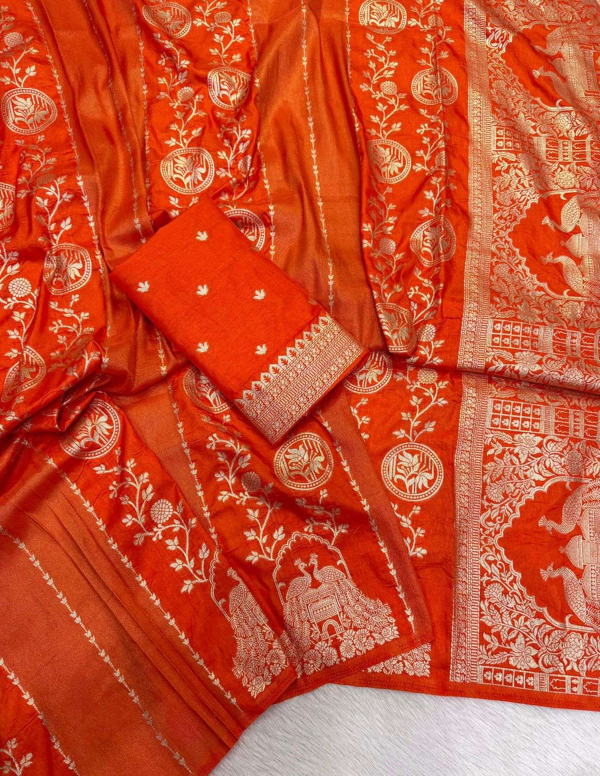 RICH CREPE KHADI COTTAN SILK JARI WOVEN SAREE 
