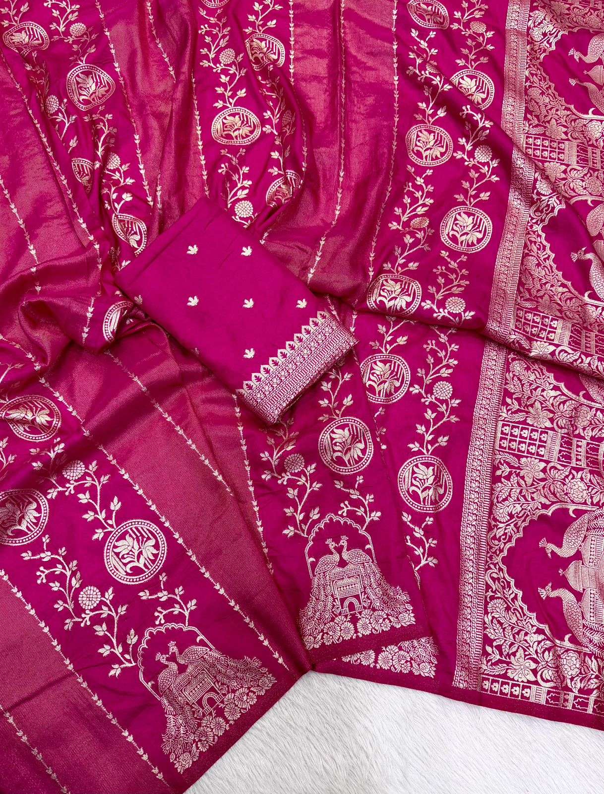 RICH CREPE KHADI COTTAN SILK JARI WOVEN SAREE 