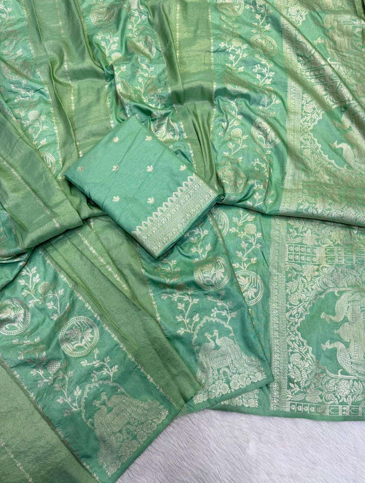 RICH CREPE KHADI COTTAN SILK JARI WOVEN SAREE 