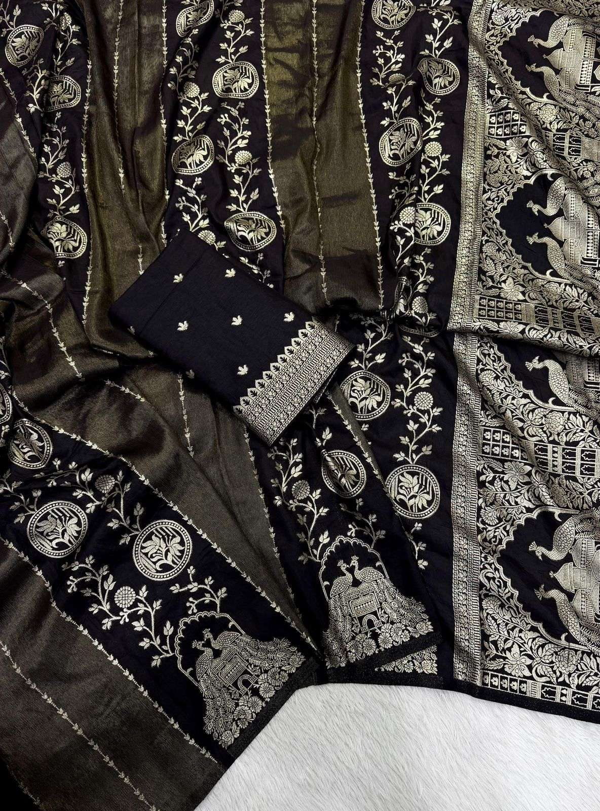 RICH CREPE KHADI COTTAN SILK JARI WOVEN SAREE 